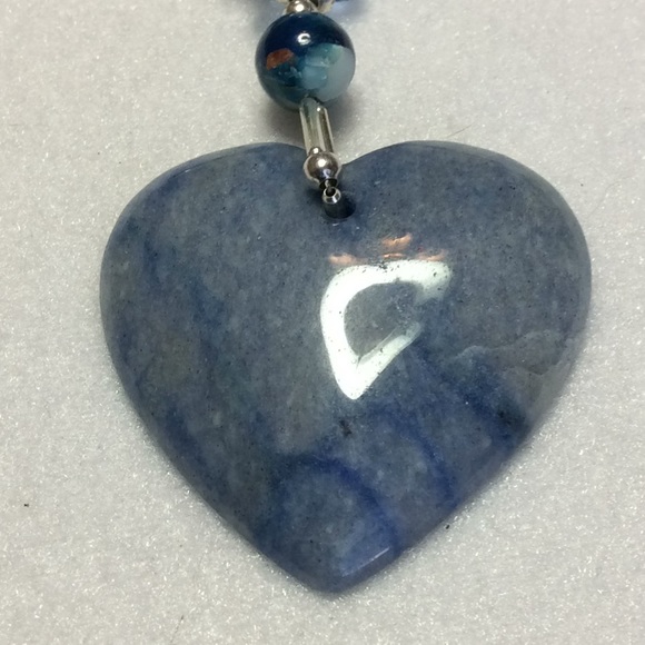 FINAL SALE PRICE Blue Stone, Metal, Bead & Crystal Necklace & ER’s - Picture 4 of 4